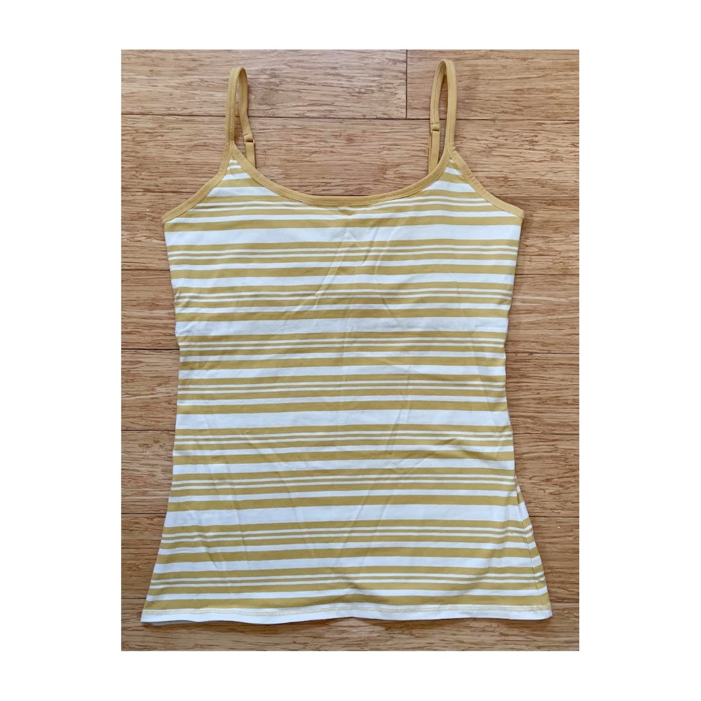 PACT Shelf Bra Camisole — New Without Tags Yellow and White Stripe — Size Large